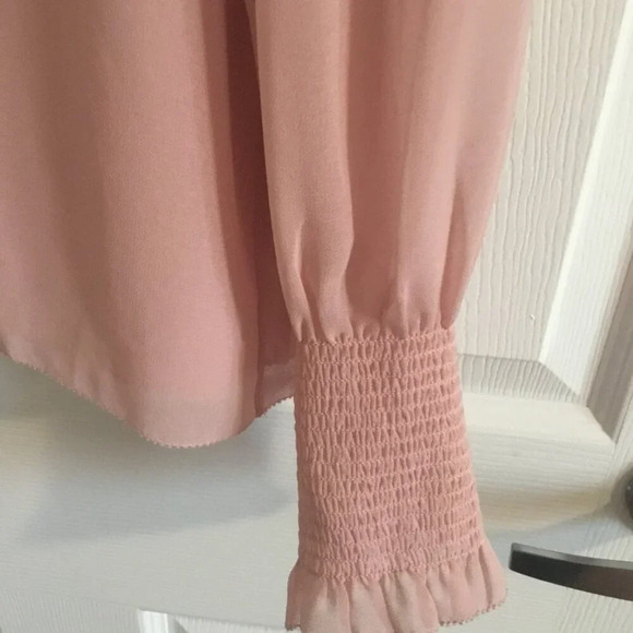 ARITZIA Wilfred long sleeve High-Neck Blouse Light Pink Timeless & Elegant SZ S - Picture 3 of 6